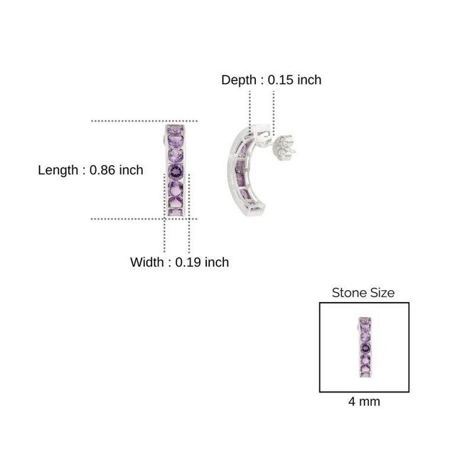 Metal Timeless Amethyst Solid Silver Earrings for Everyday Wear, A Pair For Sale - Image 7 of 9