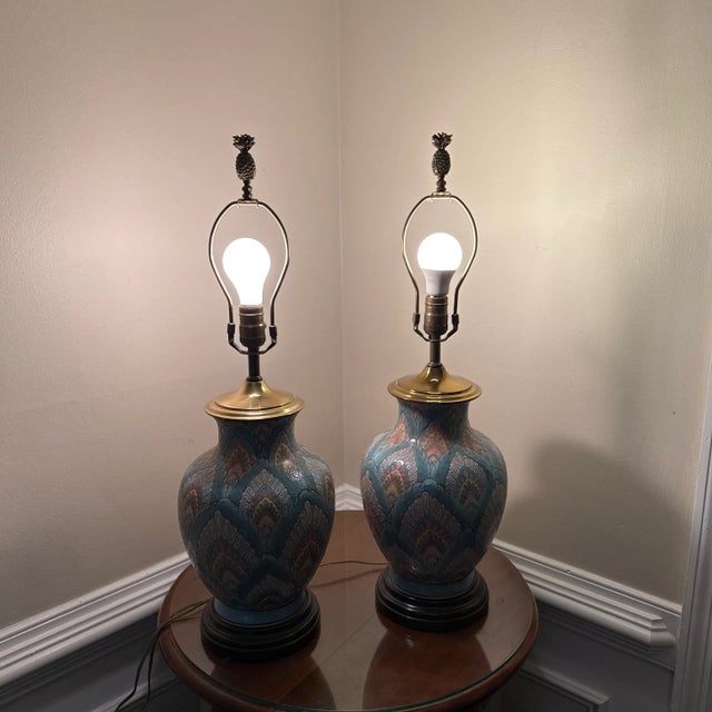 1970s Mid-Century Modern Heywood House Asian Vase Lamps ~ a Pair For Sale - Image 9 of 10