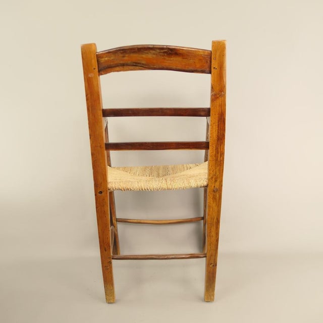 Wood Rural Cherry Wood and Straw Armchair, France, 1840s For Sale - Image 7 of 10