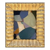 Contemporary Jewel Tone Abstract Oil Painting in Vintage Gold Frame For Sale