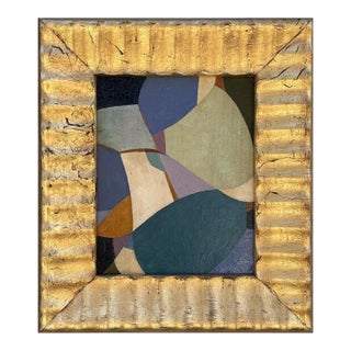 Contemporary Jewel Tone Abstract Oil Painting in Vintage Gold Frame For Sale