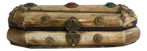 Vintage Jewelry Box in Wood with Gemstones