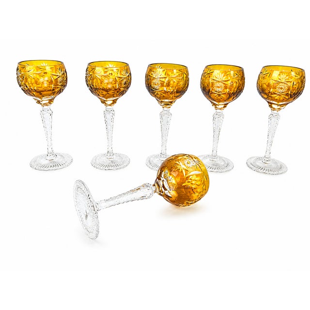 Vintage Cut Amber Crystal Dinner Service by Nachtmann, Germany, 1960s, Set of 24 For Sale - Image 10 of 13