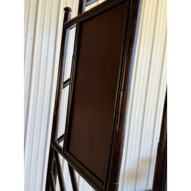 Black Tortoise Faux Bamboo Chippendale Style Étagère Hall Tree With Mirror Panel For Sale - Image 11 of 12
