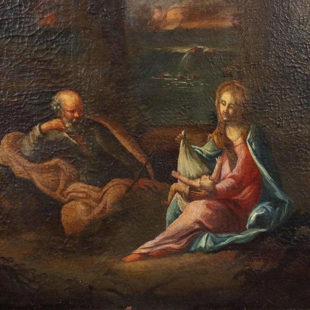 Rest on the Flight Into Egypt, 19th Century, Oil on Canvas For Sale - Image 3 of 11