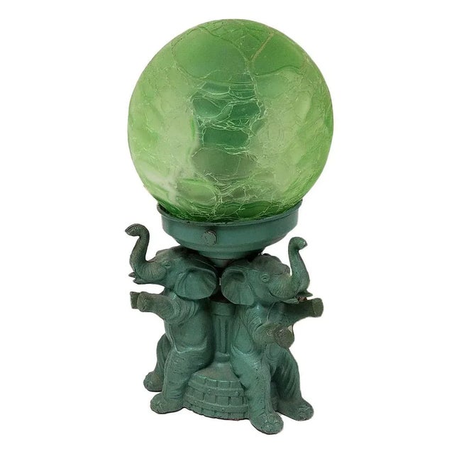 Art Deco Art Deco Spelter Metal Elephant Lamp With Crackle Shade by a.p.t. Ny For Sale - Image 3 of 5