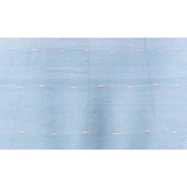 Doris Leslie Blau Vintage Indian Dhurrie Blue Flatweave Cotton Rug For Sale In New York - Image 6 of 9