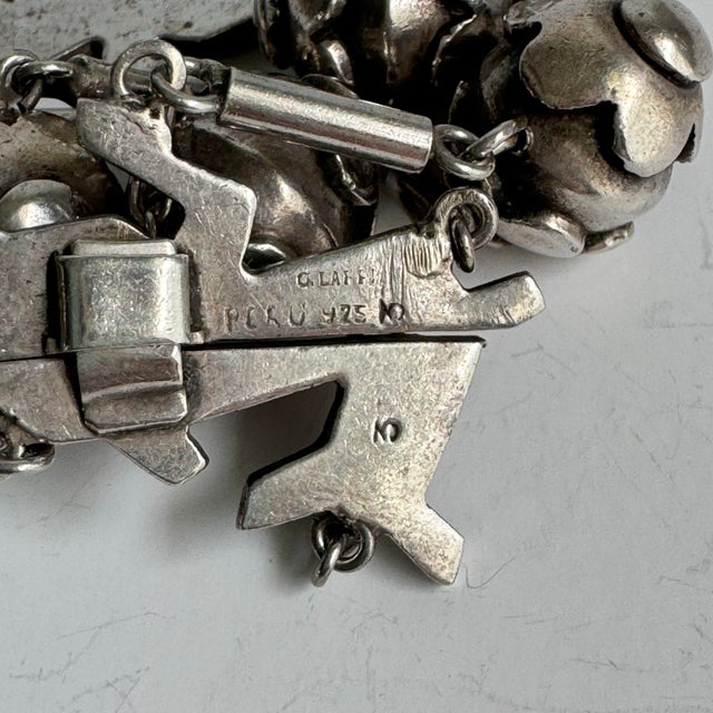 Graziella Laffi Bracelet Peruvian Designer Sterling Silver Vintage MCM Fish Peru For Sale - Image 9 of 12