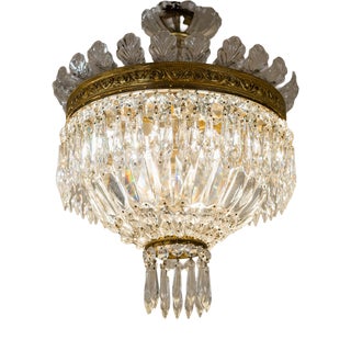 Vintage Empire Style Bohemian Crystal Ceiling Light, 1940s For Sale