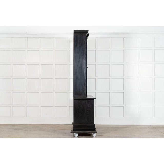 Wood Large 19th Century English Ebonised Oak Glazed Bookcase, 1880s For Sale - Image 7 of 17