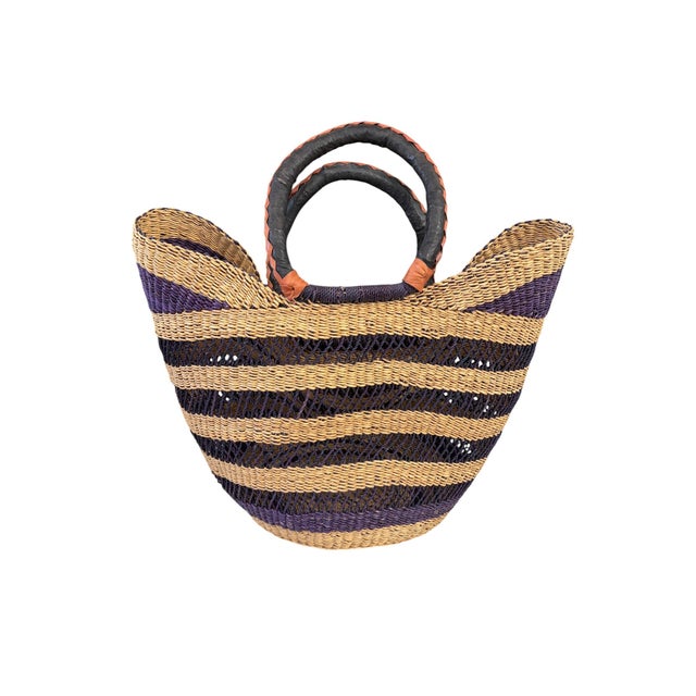 Textile Large African Ghanian Bolga Basket 19" H by 19" W For Sale - Image 7 of 7
