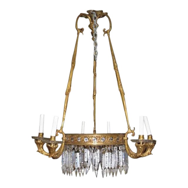 Antique French Empire Style Bronze Chandelier For Sale