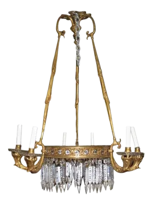 Antique French Empire Style Bronze Chandelier