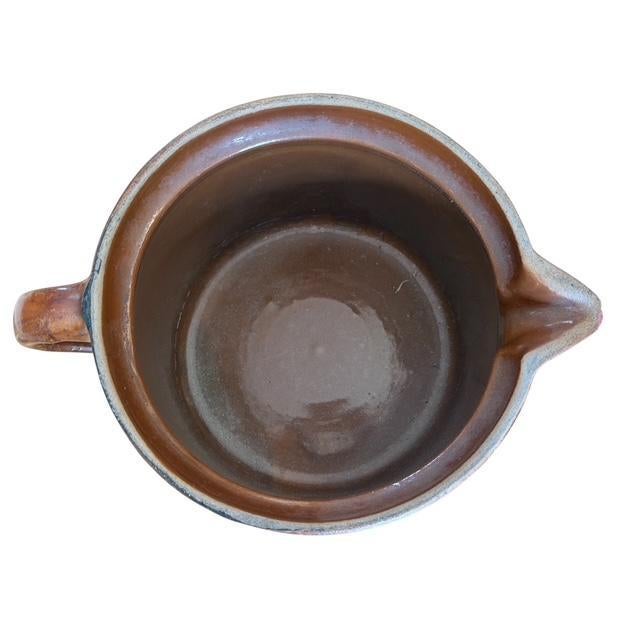 Cabin 1910s European Clay Stoneware Ceramic Pitcher Water For Sale - Image 3 of 5