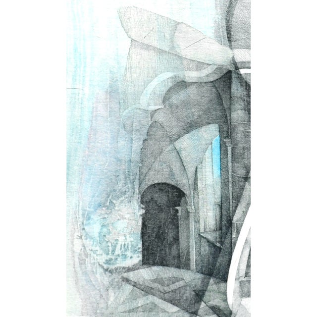 1980s Vintage Venetian Keyhole Modernist Etching by Katherine Chang Liu For Sale - Image 5 of 8