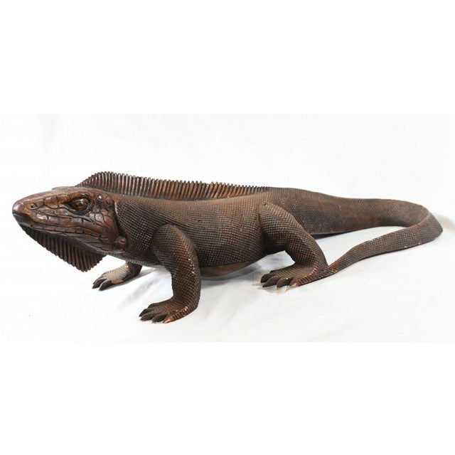 Hand Carved Komodo Dragon Sculpture For Sale - Image 7 of 7