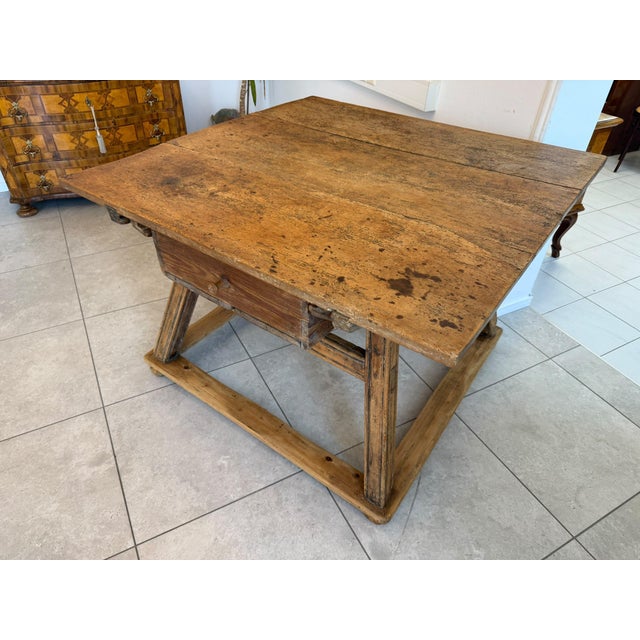 Rustic Farmhouse Dining Table in Natural Wood For Sale - Image 3 of 17