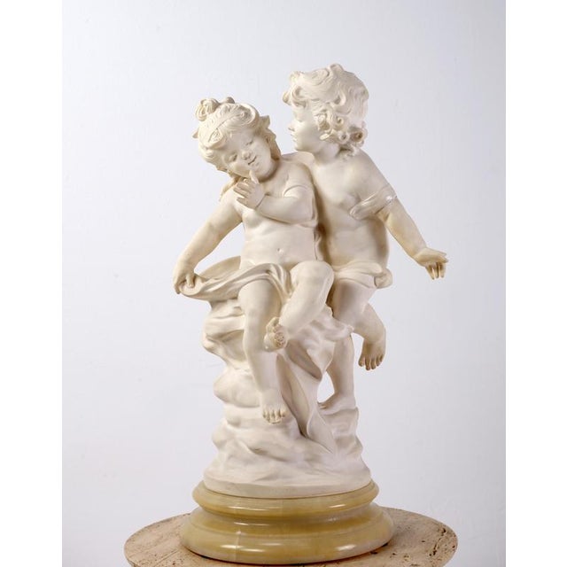 Two Children Mounted on Alabaster Base by Auguste Moreau For Sale - Image 6 of 16