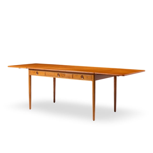 Mid-Century Modern Hans Wegner for Andreas Tuck at-305 Mid Century Danish Teak Drop Side Desk For Sale - Image 3 of 13