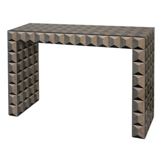 Charcoal Fossil Stone Marble Console Table - Milano by Oggetti For Sale