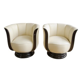Art Deco Swivel Armchairs, Set of 2 For Sale