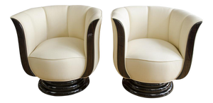 Art Deco Swivel Armchairs, Set of 2