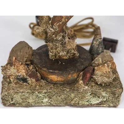 Hand made pair of sea shell lamps with hand made and gilded shades 17"H