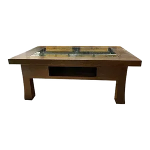 1980s Asian Iron Doors Coffee Table With Glass Top