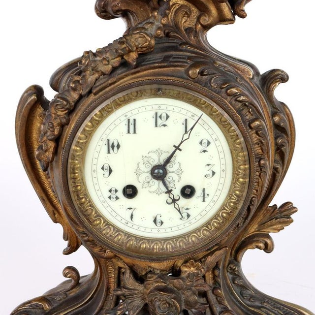 Triptych Clock in Gilt Bronze, Set of 3 For Sale - Image 3 of 13