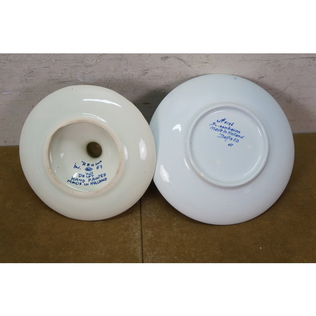 Dutch Delft Blue Floral Chamberstick Candle Holders & Windmill Butler Service Bell For Sale - Image 17 of 17