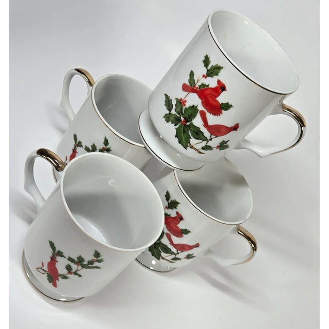 Gold Accented Otigiri Cardinal Mugs - Set of Four For Sale - Image 11 of 16