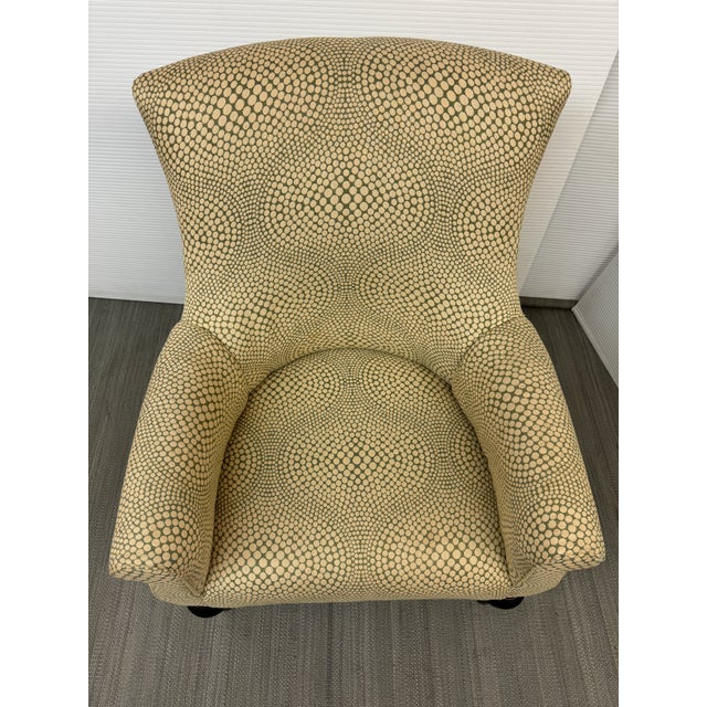 Contemporary Wingback Chair With Spiral Pattern For Sale - Image 4 of 12