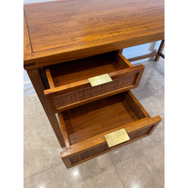 Sienna Crate and Barrel Solid Wood Desk With Canning and Matching Chair For Sale - Image 8 of 18