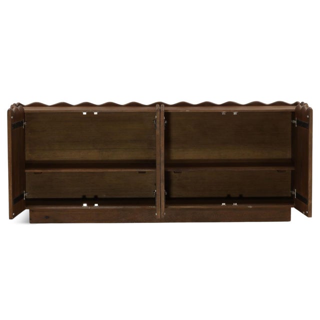 Contemporary Modern Wave Edge Carved Credenza For Sale - Image 3 of 8