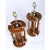 Brown Pair Post Modern Gold Brass and Oak Wood Large Table Lamps For Sale - Image 8 of 10