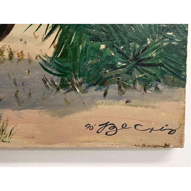 Modern Large Desert Landscape Painting by Becrio, 1990 – Monumental Cactus Scene, 40” X 30” For Sale - Image 3 of 12