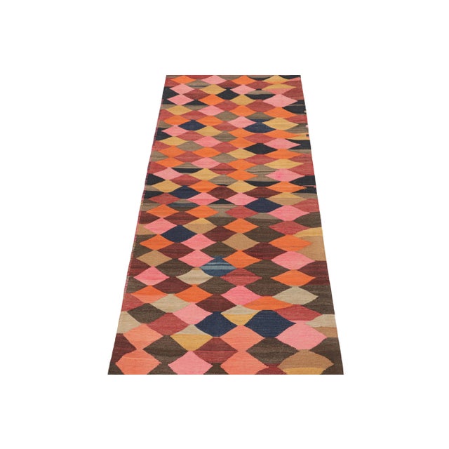 Tribal 1950s Vintage Karadagh Persian Kilim in Polychromatic Diamond Patterns by Rug & Kilim For Sale - Image 3 of 8