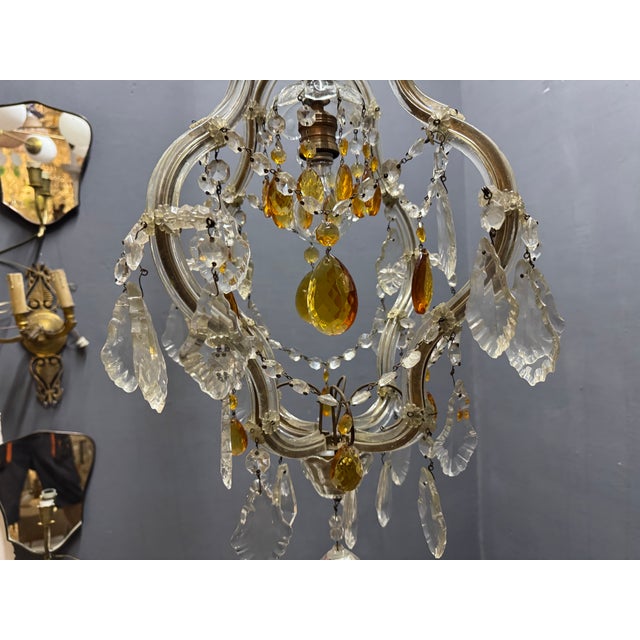Goldenrod Crystal Maria Teresa Light Pendant, 1950s For Sale - Image 8 of 12