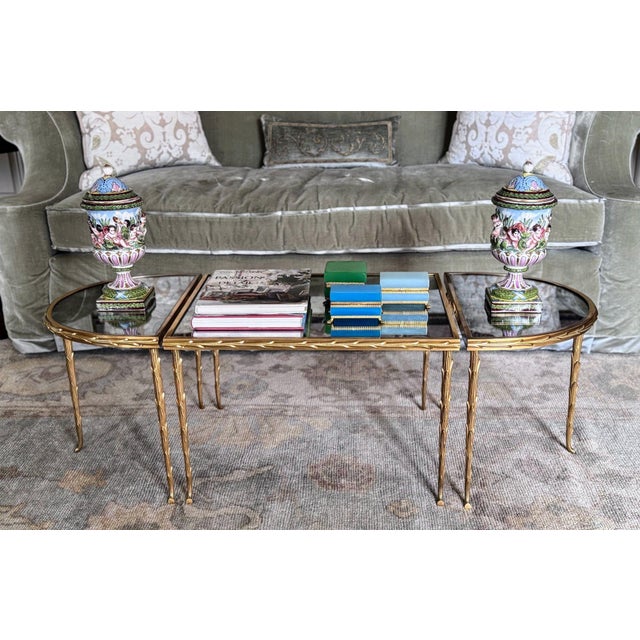Mid-Century Baguès Bronze Doré Palmier Tripartite Coffee Table, Circa 1950 For Sale - Image 9 of 16
