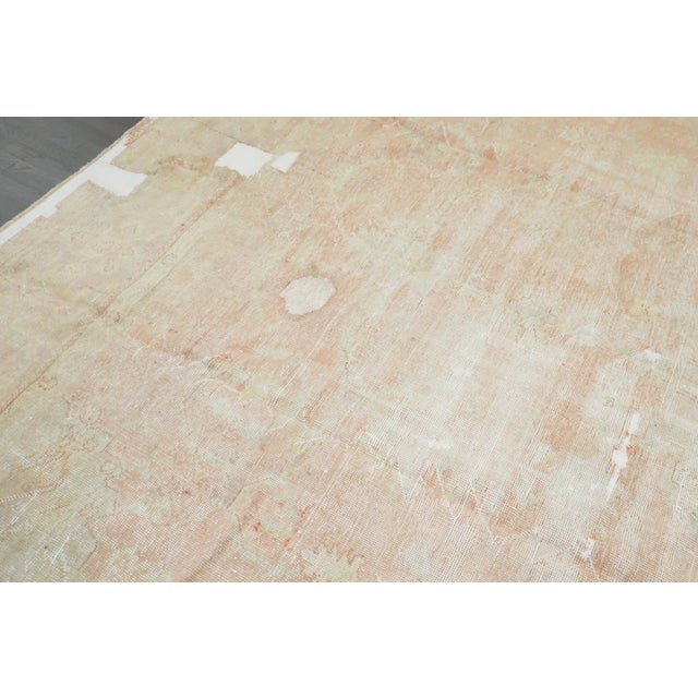 Antique Zabihi Collection Worn Soft Peach Oushak Rug - 9'10" x 13'2" For Sale - Image 9 of 11