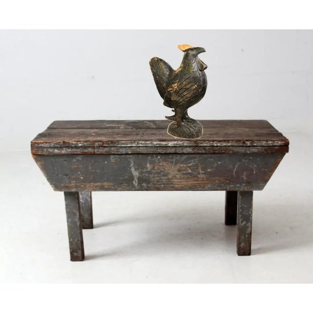 1980s 1980s Hand-Carved Wood Rooster Sculpture From Jamaica, 18” For Sale - Image 5 of 9