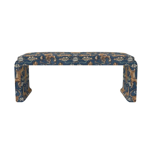 New special order item. Not vintage. Ming-inspired elegance meets modern comfort in this upholstered bench. The Edith...
