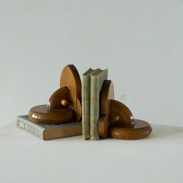 Art Deco Bookends in Wood, 1950s, Set of 2 For Sale - Image 8 of 10