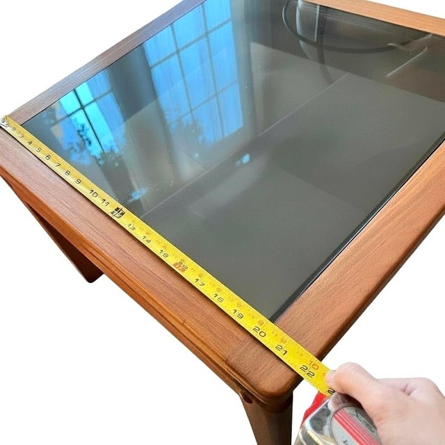 Pair of 1970s Danish Modern Teak Glass Top Side Tables For Sale In Washington DC - Image 6 of 9