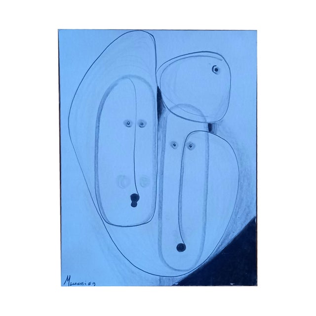 Ferdinando Meccani, Composition, 1969, Charcoal & Pencil on Paper For Sale - Image 6 of 6