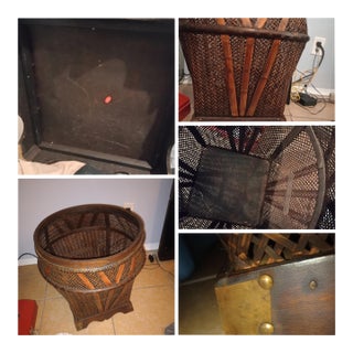 1970s Large Boho Farmhouse Grain Basket With Original Tag For Sale