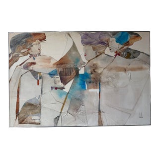 Large - 1980’s Haul Hous Mixed Media Abstract Painting For Sale