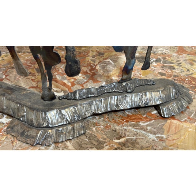 Riders on the Storm — Modern Cut Steel Western Cowboy Sculpture For Sale - Image 12 of 16