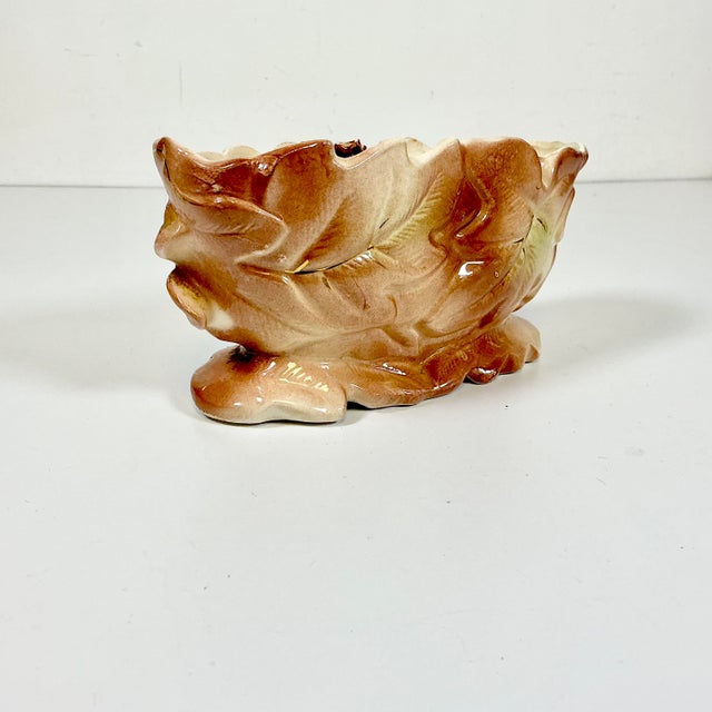 1940s Vintage Boho Chic Rustic Art Deco Ceramic Fall Pomegranate Planter For Sale - Image 10 of 15