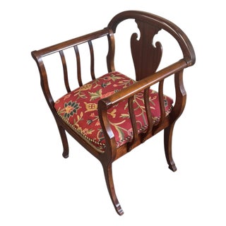 Vintage Mahogany Captain’s Desk Chair Shield Back Armchair Chippendale Style For Sale